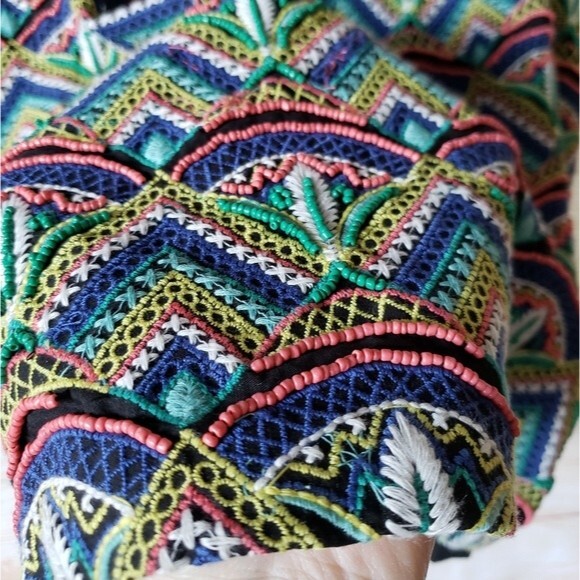 Anthropologie Ollari Deco Embroidered Beaded Cotton Mini Skirt - Picture 7 of 10